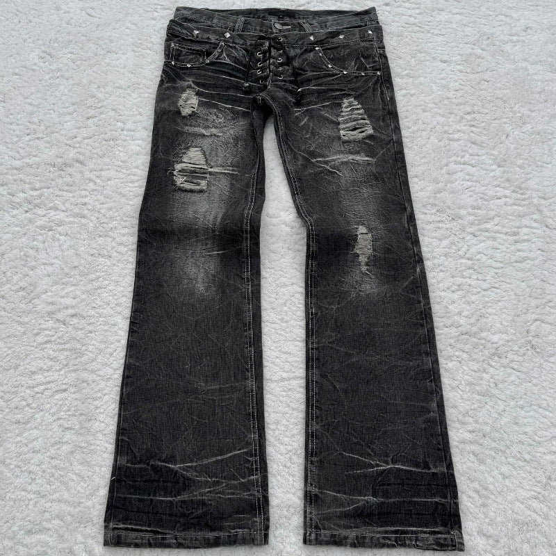 Slightly Flared Double Waist Lace Pants