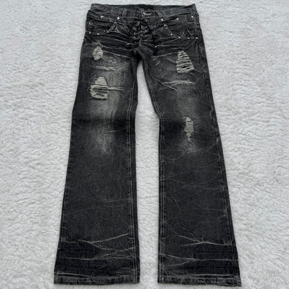 Slightly Flared Double Waist Lace Pants