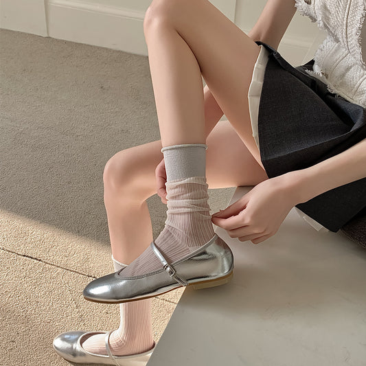 Thin Dark Pattern Mid-calf Length Loose Socks Kanekalon