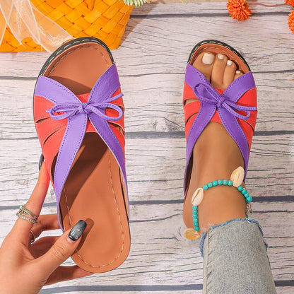 Plus Size Hollow Fish Mouth Wedge Slippers