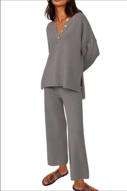Solid Color Loose Leisure Two-Piece Set