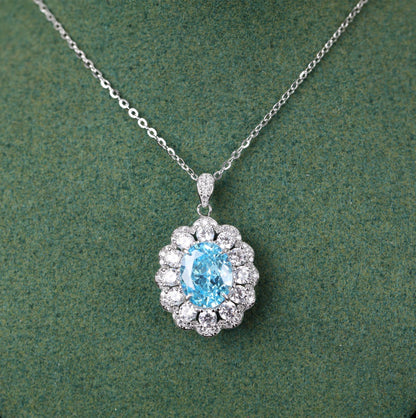 Ice Flower Blue Elegant Cool 925 Silver Accessories Clavicle Chain