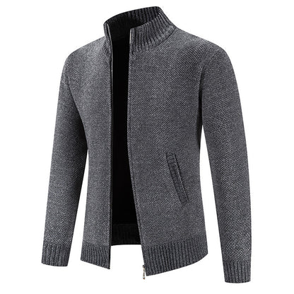 Velvet Sweater Zipper Cardigan Slim Jacket Coat