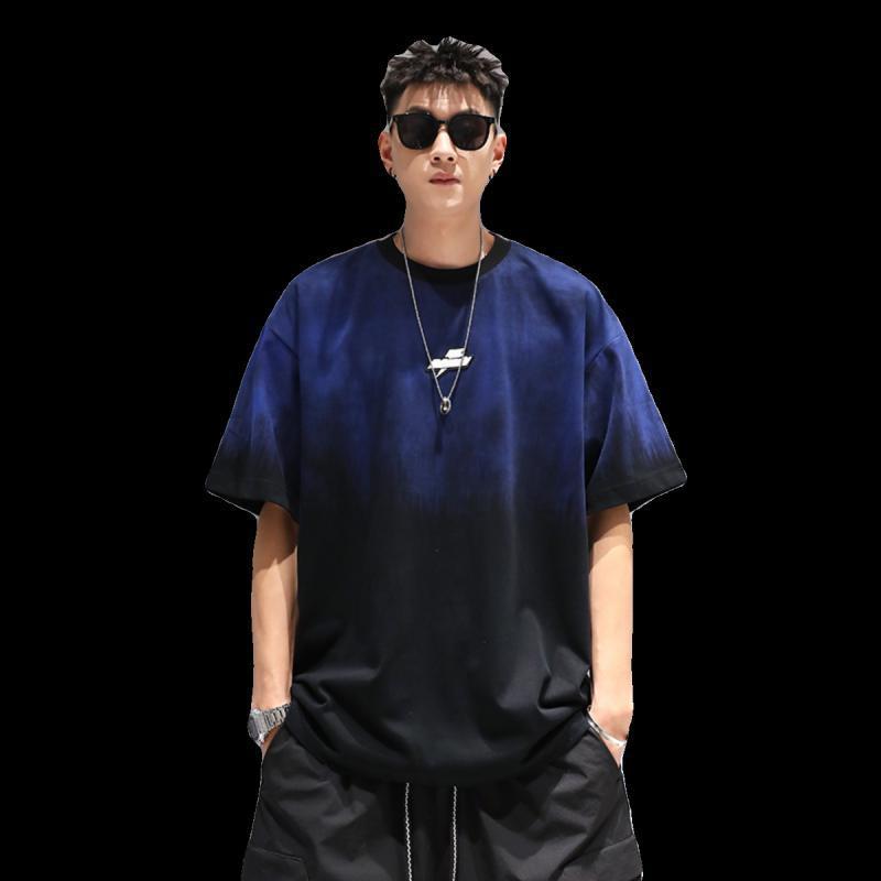 Plus Size Gradient T-shirt Men's Loose Short Sleeve