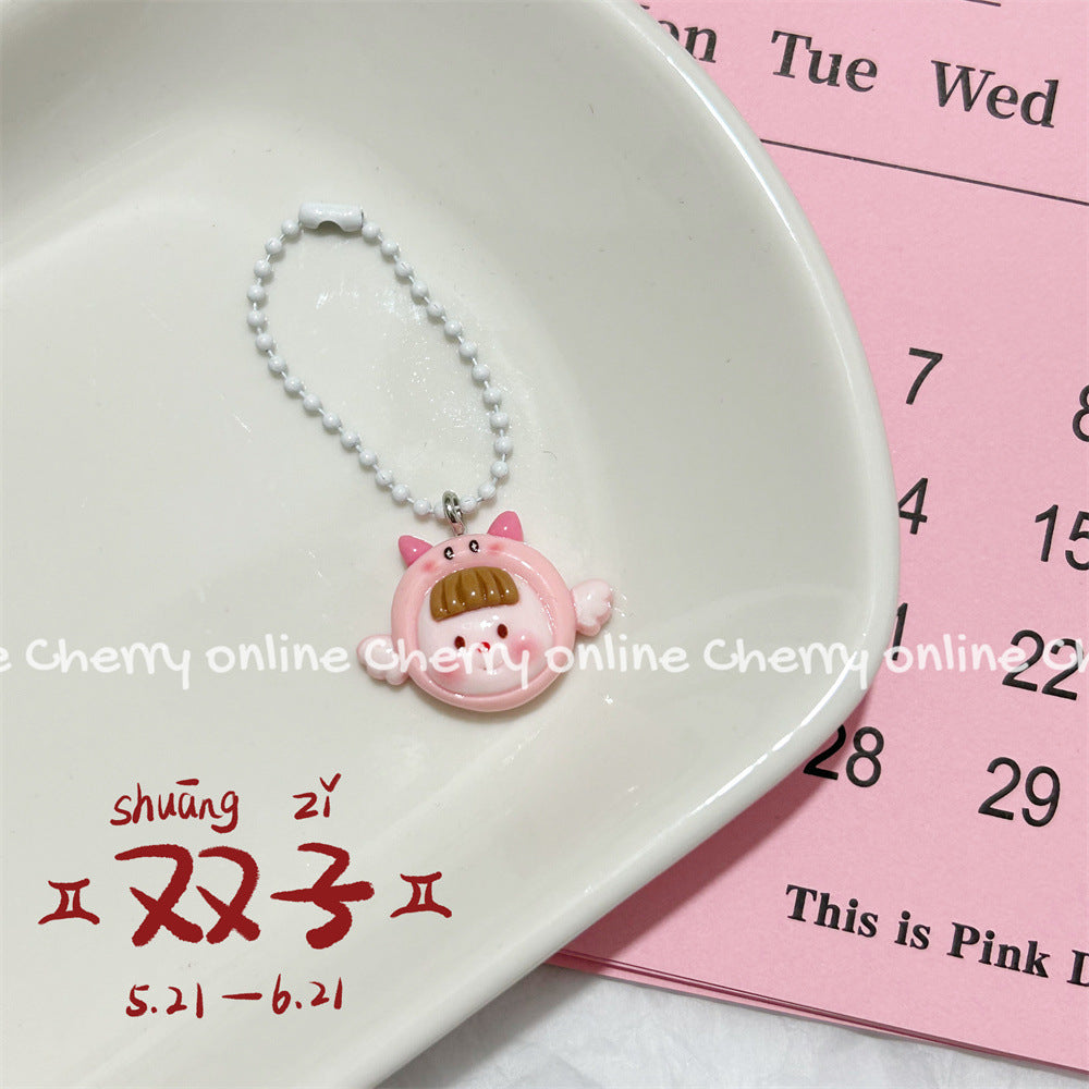 Twelve Constellation Girlish Lanyard Keychain