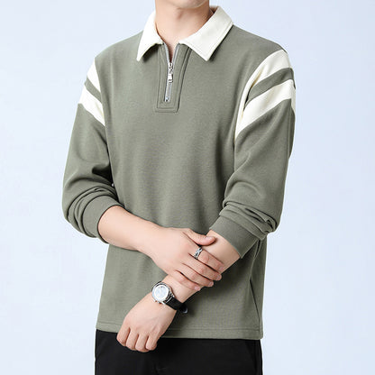 Fashion Personality Color Insertion Lapel Sweater Men