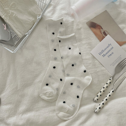 Polka Dot Mesh Hollow Mid-Calf Socks