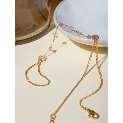 Gold Stainless Steel Broken Stone Chain Ring