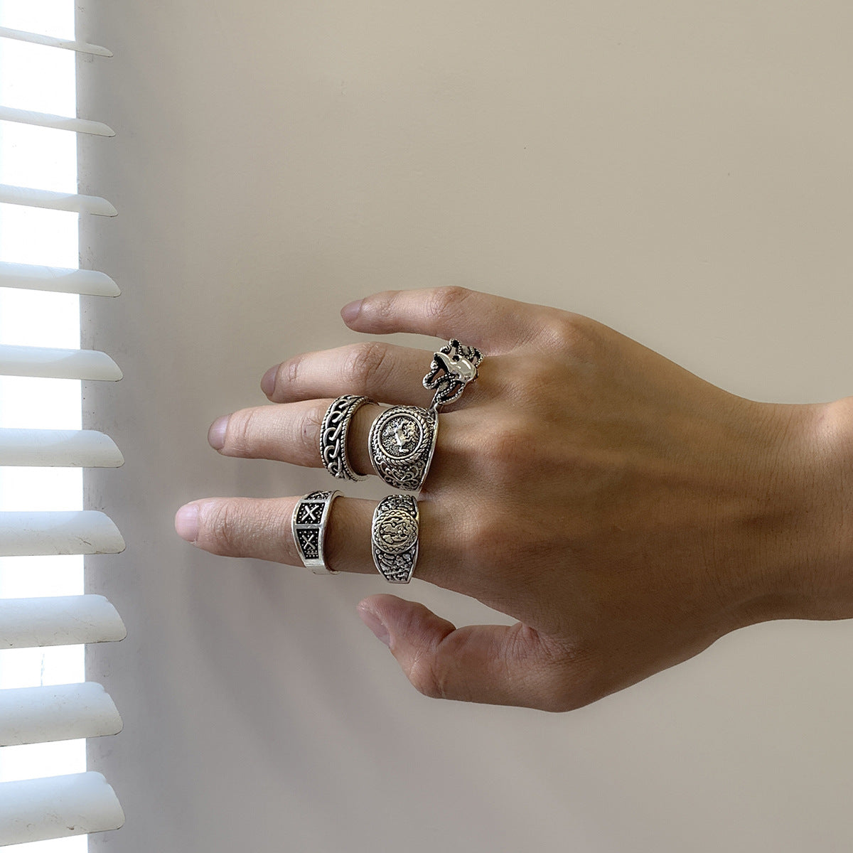 Totem Horse Flame Men's Ring Set