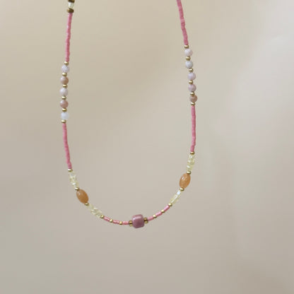 Natural Rose Stone Princess Beaded Sweater Chain