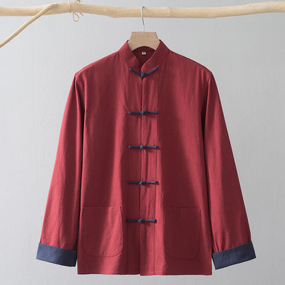 Cotton Linen Coat Vintage Top For Men