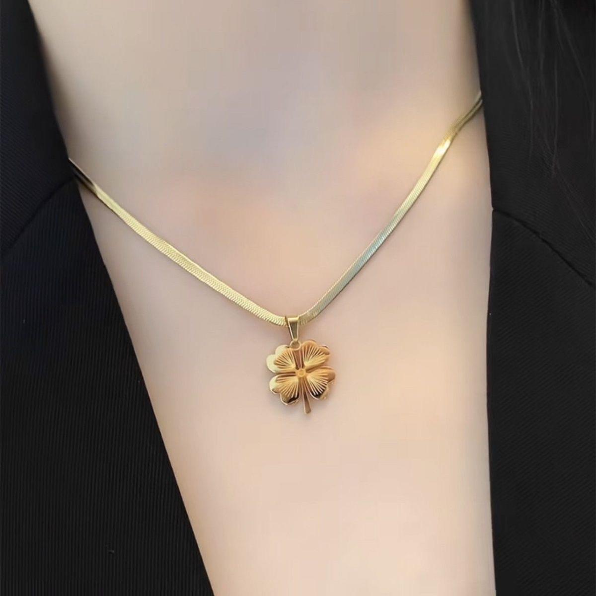 Women's Fashion Titanium Steel Clavicle Chain Earrings Set