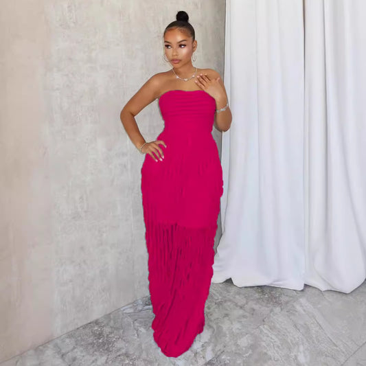 Elegant Wave Tube Top Jumpsuit