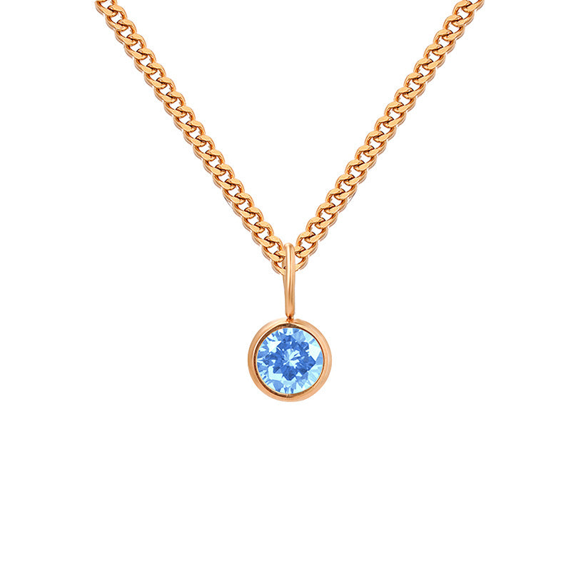 Stainless Steel Necklace With Diamond Birthstone Pendant