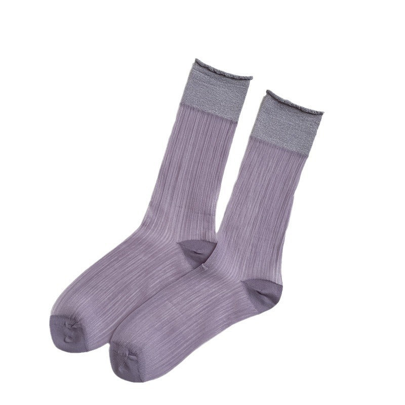 Thin Dark Pattern Mid-calf Length Loose Socks Kanekalon