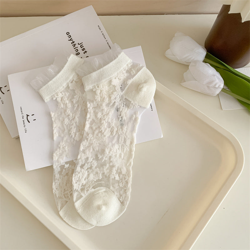 White Kanekalon Short Cotton Women's Casual Women's Socks