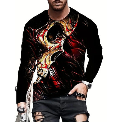 Retro 3D Printed Men's Long Sleeve Hip-hop T-shirt