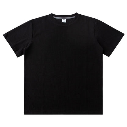 Knitted Short-Sleeved T-Shirt Men’s Loose Solid Color