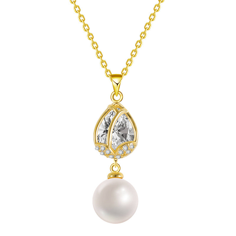 S925 Silver Tulip Pearl Necklace