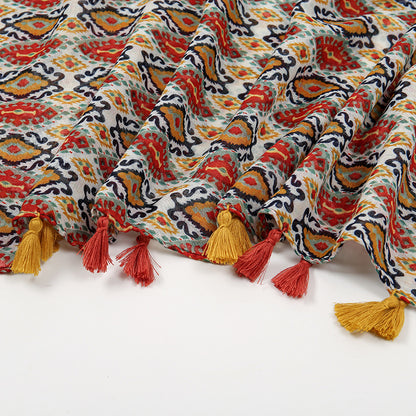 Voile Tassel Sun-proof Printed Scarf