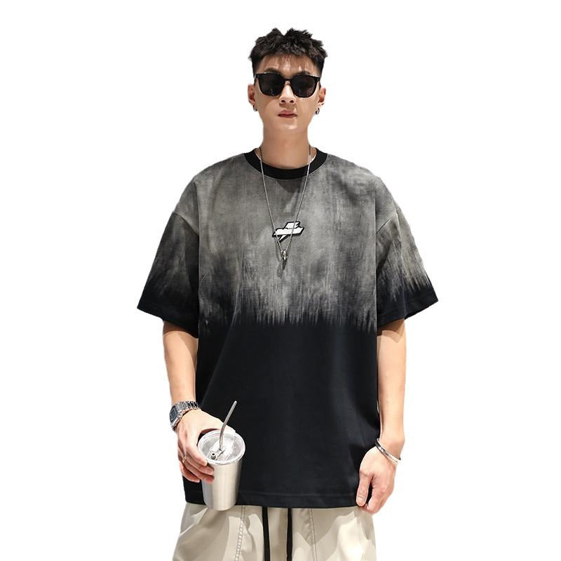 Plus Size Gradient T-shirt Men's Loose Short Sleeve