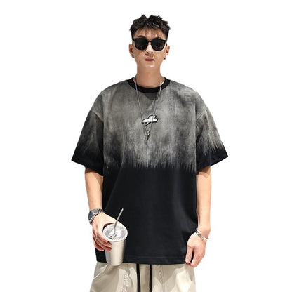 Plus Size Gradient T-shirt Men's Loose Short Sleeve