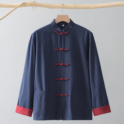 Cotton Linen Coat Vintage Top For Men