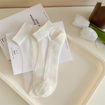 White Kanekalon Short Cotton Women's Casual Women's Socks