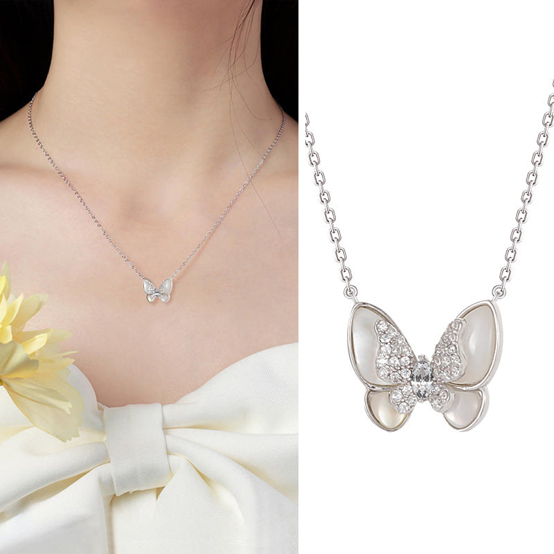 S925 Sterling Silver Cherry Necklace For Women Light Luxury