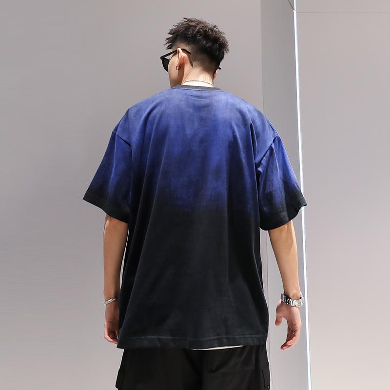 Plus Size Gradient T-shirt Men's Loose Short Sleeve