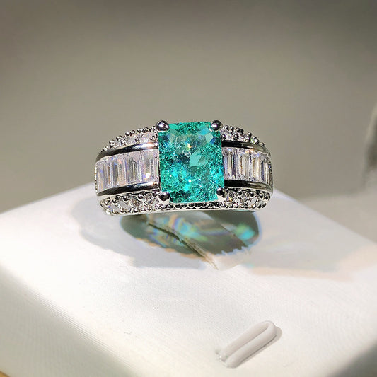 Inlaid Artificial Cultivation Artificial Diamond Ring