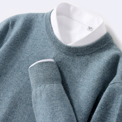 Men's Pure Wool Round Neck Autumn And Winter Knitted Sweater