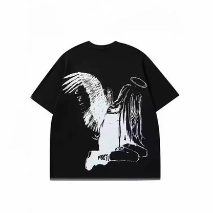 Hip Hop Men's Cartoon Angel Wings T-shirt