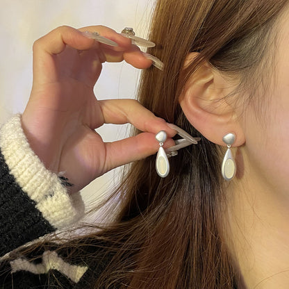 Black White Geometric Drop Earrings