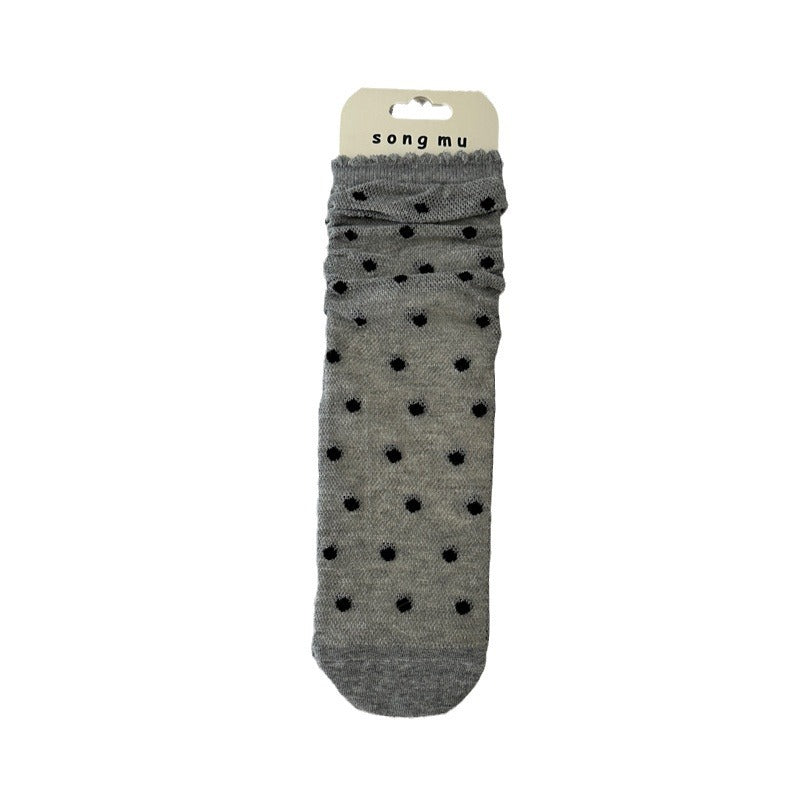 Floral Bow Mesh Mid-Calf Socks