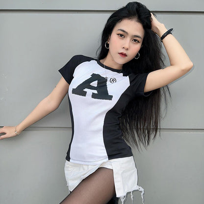 Sexy Letter Print Raglan Top