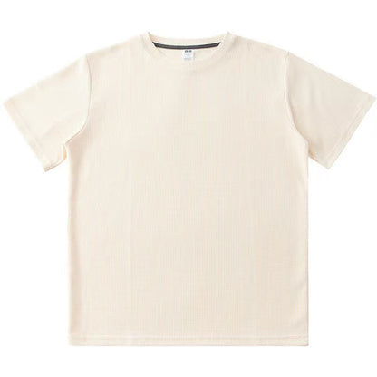 Knitted Short-Sleeved T-Shirt Men’s Loose Solid Color