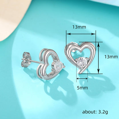 Hollow Heart Ear Studs Female Simple And Compact