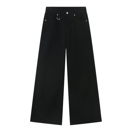 American High Street Simple Wind Black Loose Casual Jeans