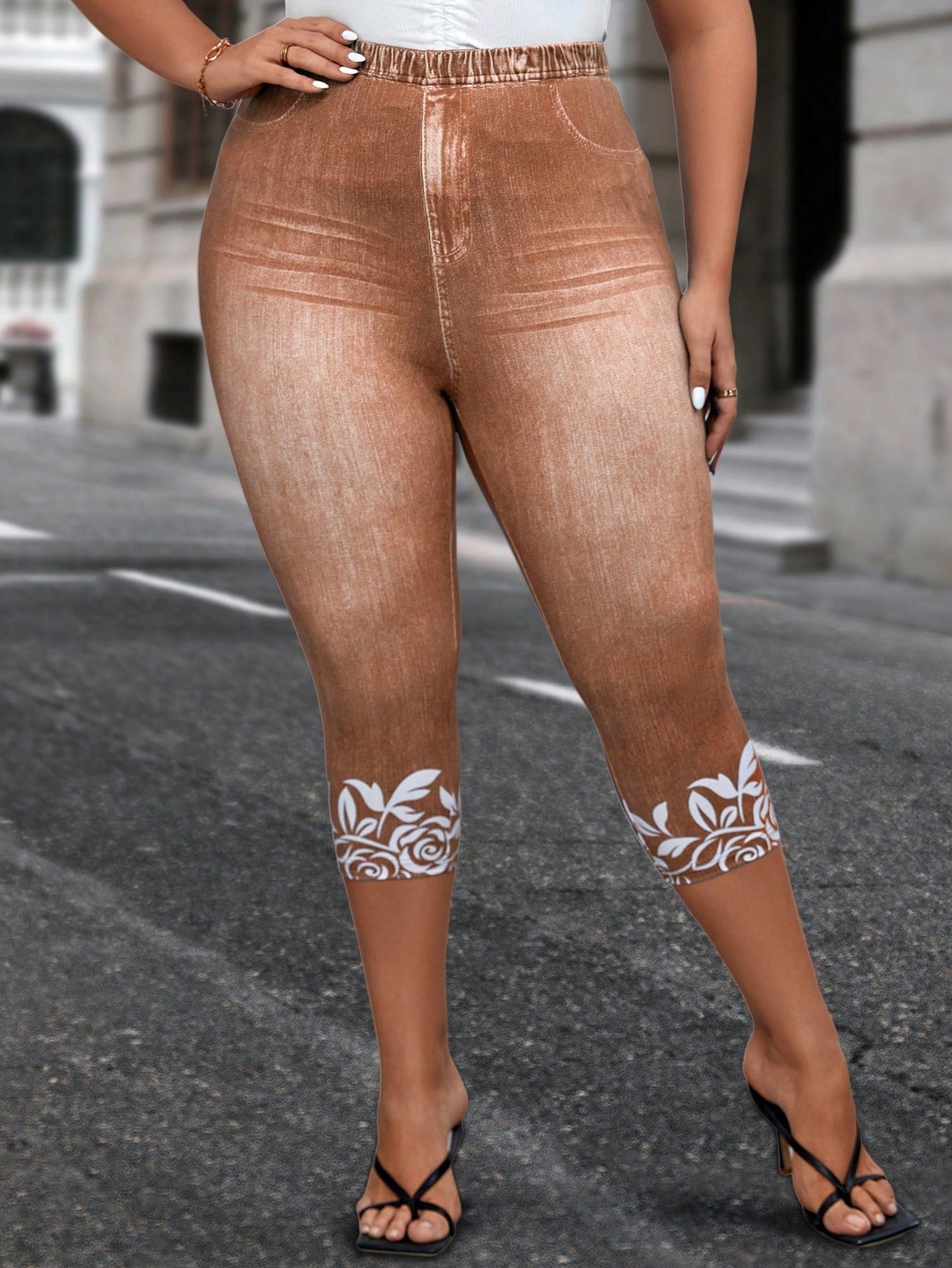 Plus Size Women's Tight Printed Pants