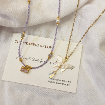 Natural White Lip Shell Butterfly Cold Niche Beaded Necklace