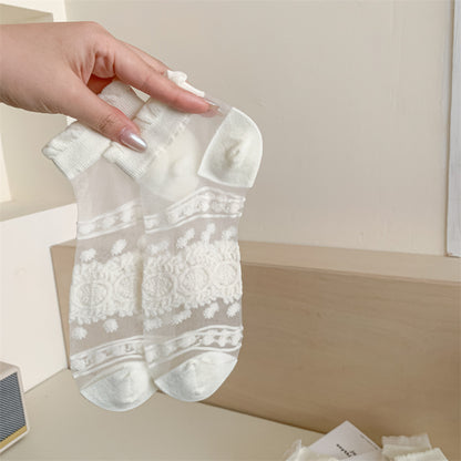 White Kanekalon Short Cotton Women's Casual Women's Socks