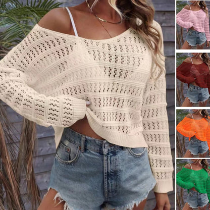 Women's Hollow Out Outer Match Knitted Sweater