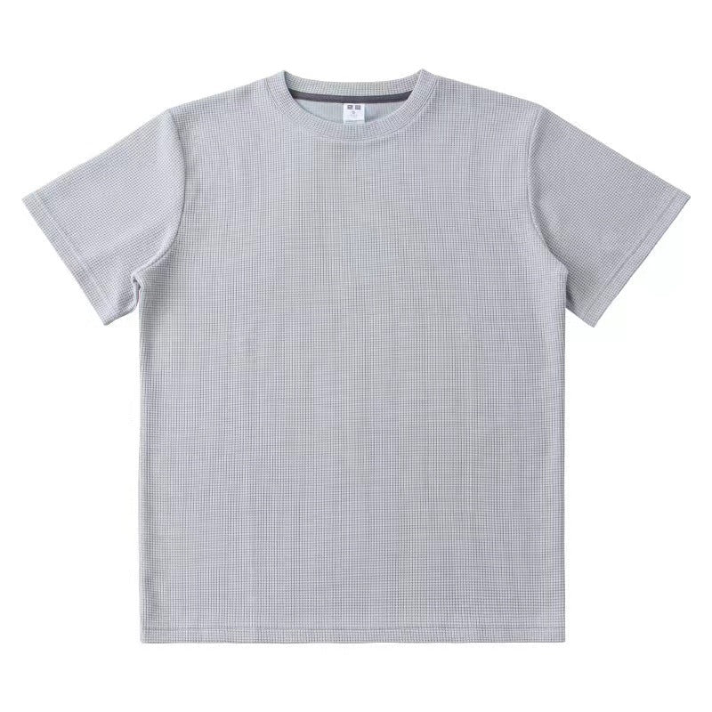 Knitted Short-Sleeved T-Shirt Men’s Loose Solid Color