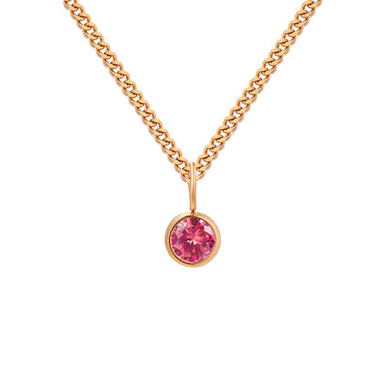 Stainless Steel Necklace With Diamond Birthstone Pendant