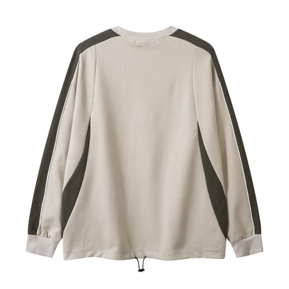 American Retro Sports Style Patchwork Sweater Loose Design