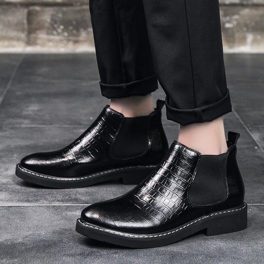 Short Middle High Top Leather Boots for Men