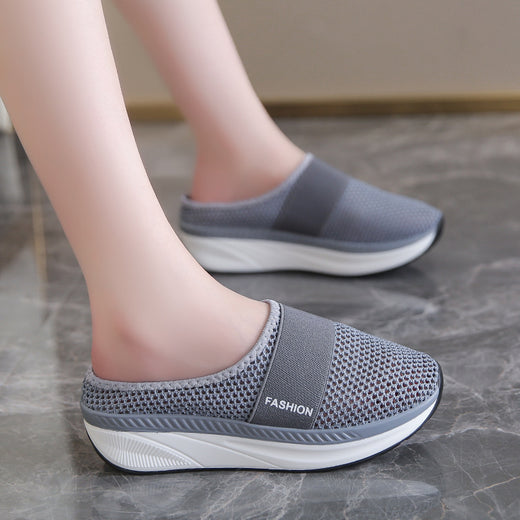 Plus Size Mesh Platform Slip-ons