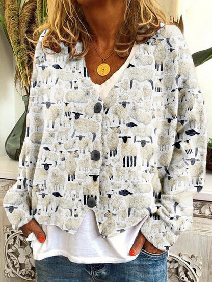 Abstract Printing Casual Cloak Coat