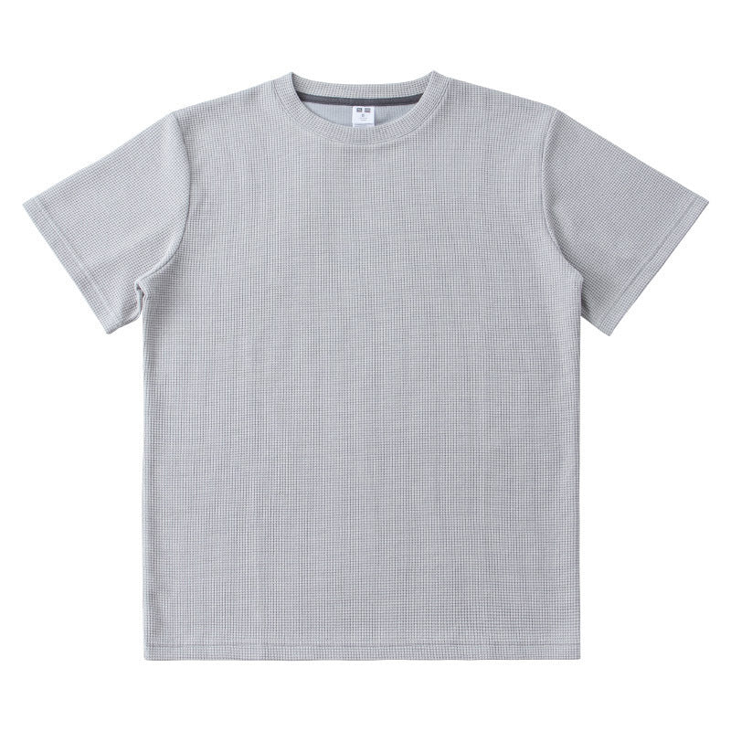 Knitted Short-Sleeved T-Shirt Men’s Loose Solid Color